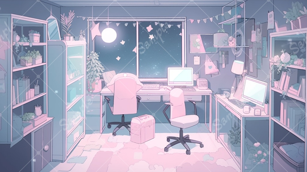 【配信用背景】 夜のエモいゲーム部屋 5枚セット Vtuber素材4