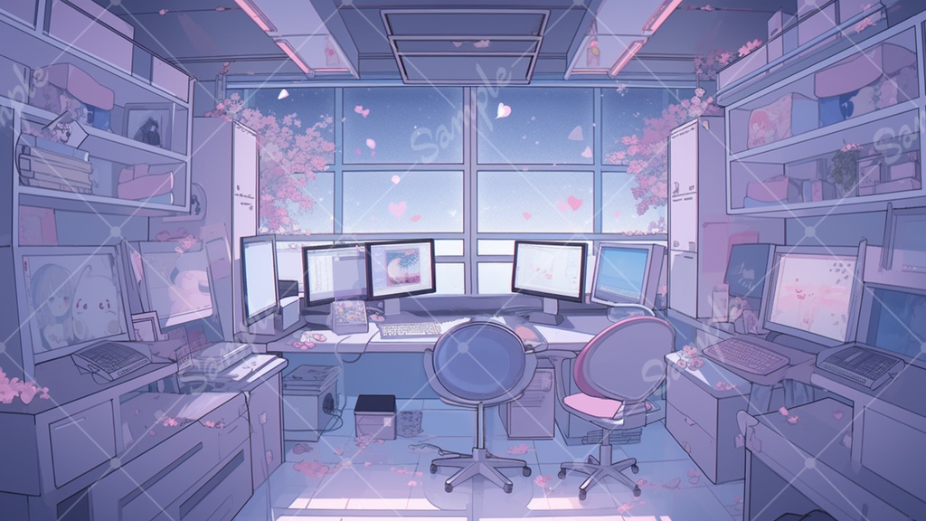 【配信用背景】 夜のエモいゲーム部屋 5枚セット Vtuber素材4