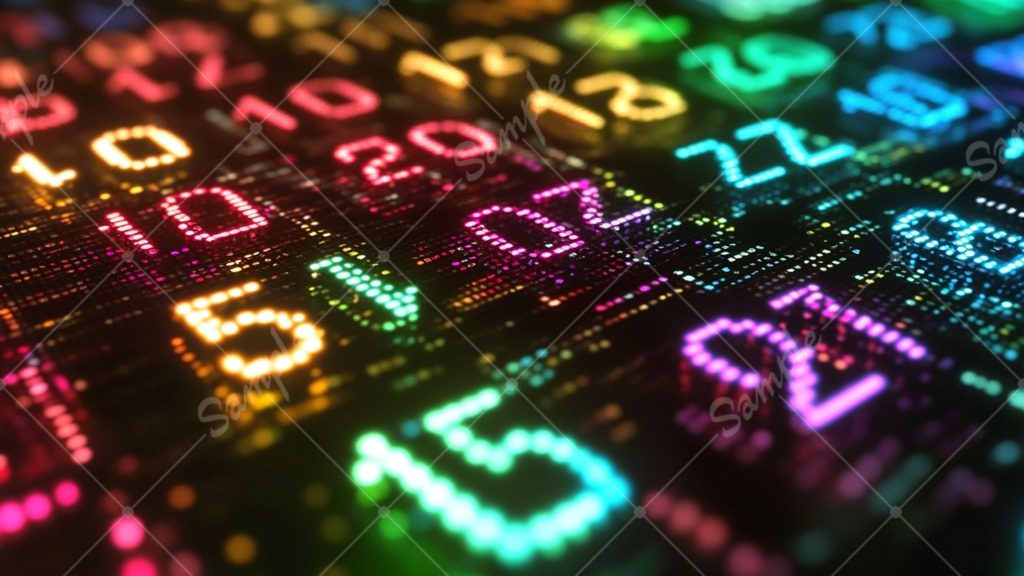 【無料あり】ネオン数字の配列 背景素材 19枚セット