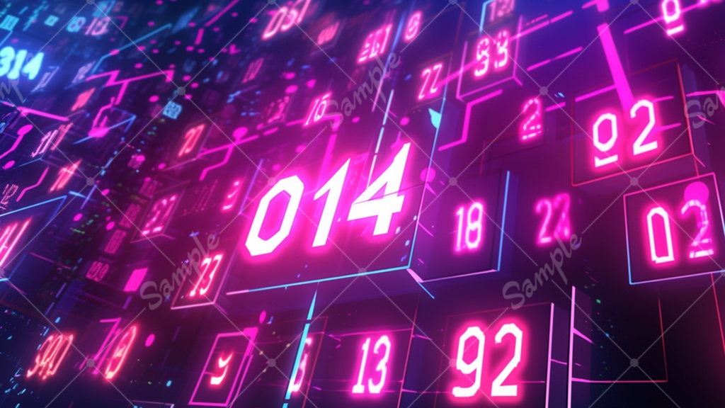 【無料あり】ネオン数字の配列 背景素材 19枚セット
