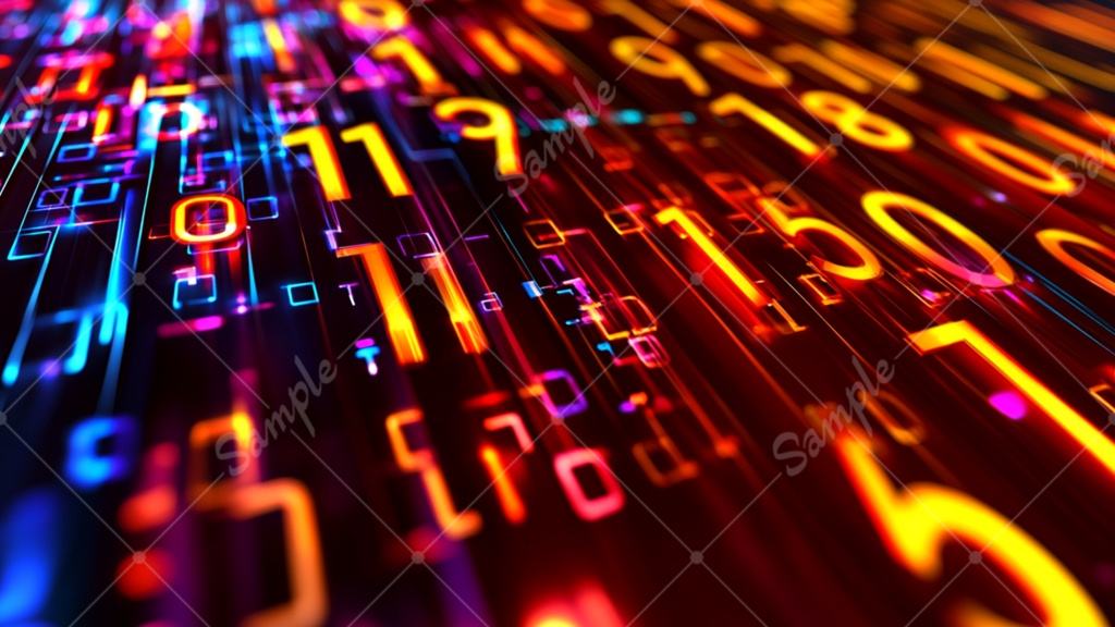 【無料あり】ネオン数字の配列 背景素材 19枚セット