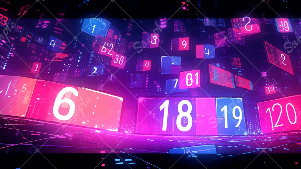 【無料あり】ネオン数字の配列 背景素材 19枚セット