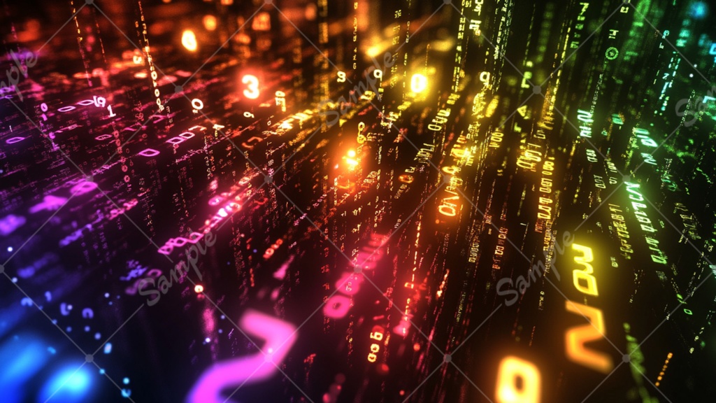 【無料あり】ネオン数字の配列 背景素材 19枚セット