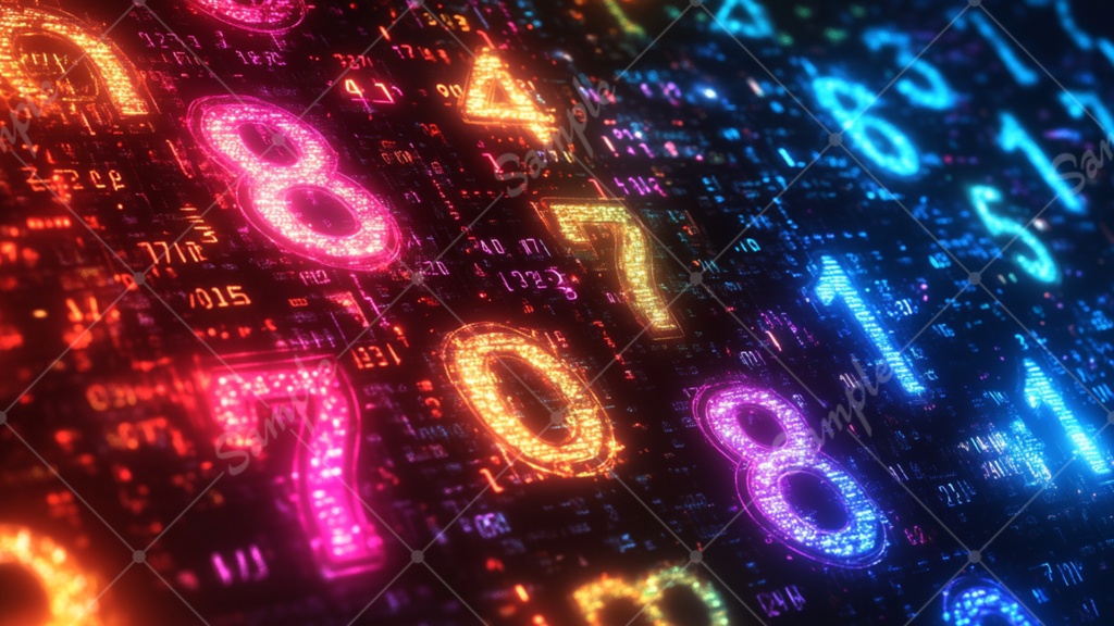 【無料あり】ネオン数字の配列 背景素材 19枚セット