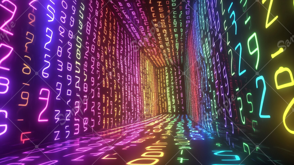 【無料あり】ネオン数字の配列 背景素材 19枚セット