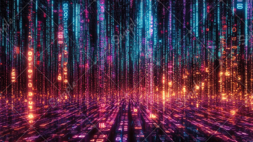 【無料あり】ネオン数字の配列 背景素材 19枚セット