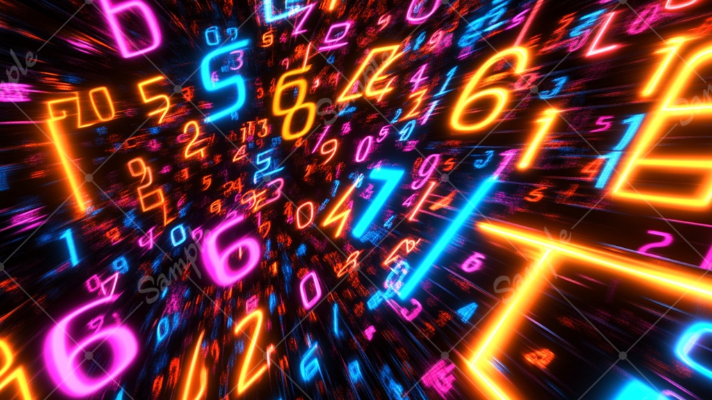 【無料あり】ネオン数字の配列 背景素材 19枚セット