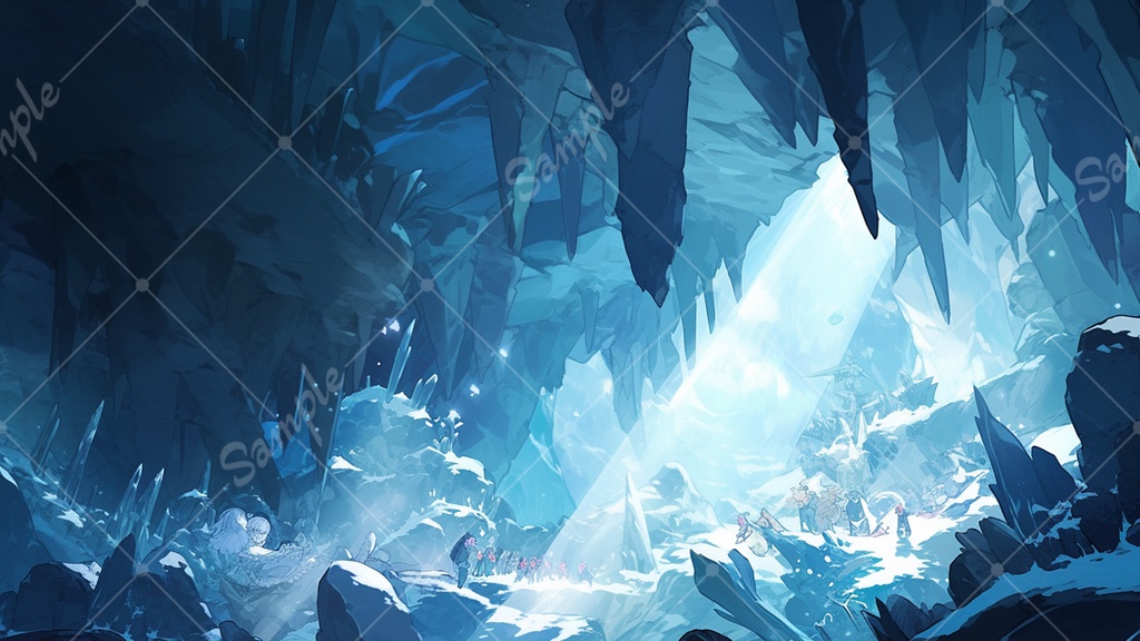 【無料あり】氷の洞窟 背景素材 8枚セット