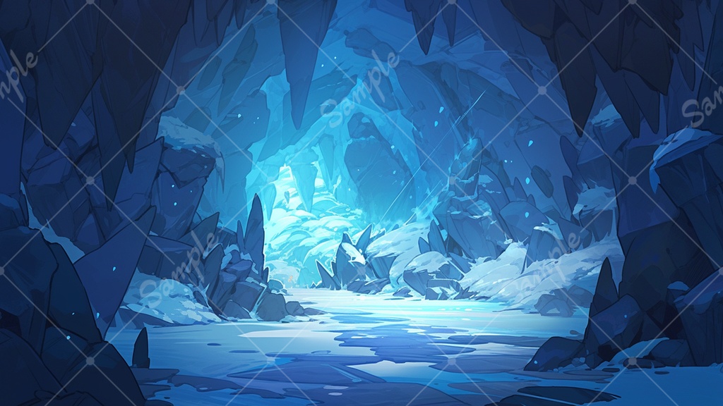 【無料あり】氷の洞窟 背景素材 8枚セット