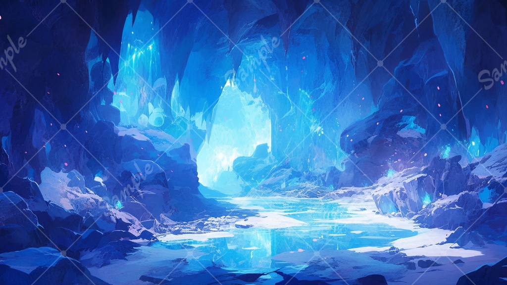 【無料あり】氷の洞窟 背景素材 8枚セット