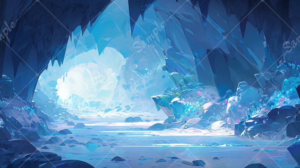 【無料あり】氷の洞窟 背景素材 8枚セット