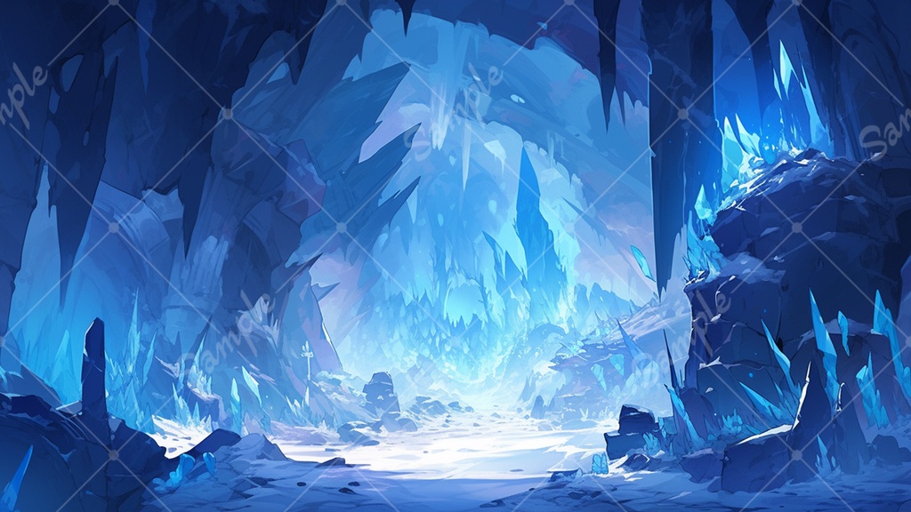 【無料あり】氷の洞窟 背景素材 8枚セット
