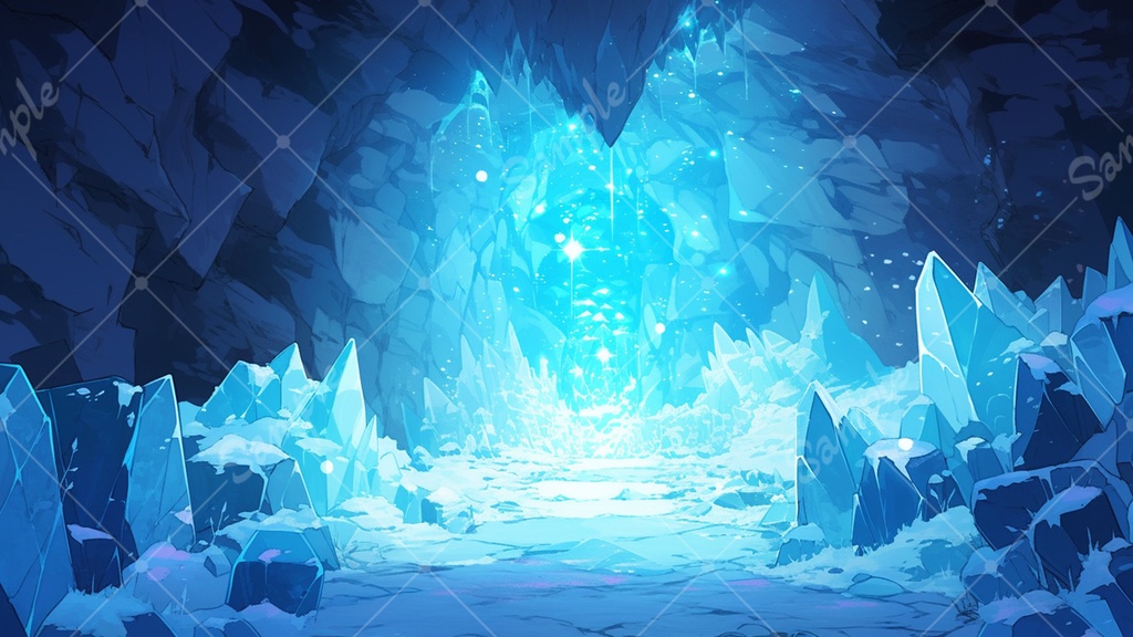 【無料あり】氷の洞窟 背景素材 8枚セット