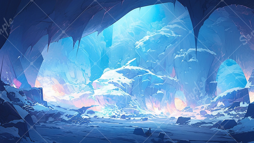 【無料あり】氷の洞窟 背景素材 8枚セット