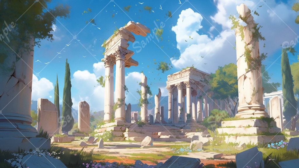 【無料あり】古代遺跡の背景素材 12枚セット