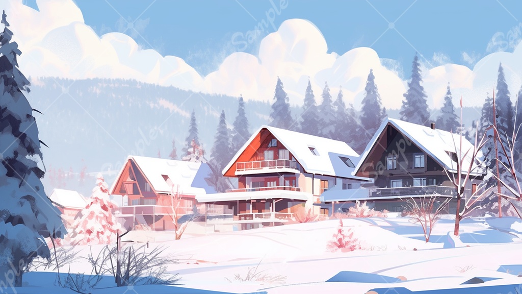 スキー場のイラスト背景素材 7枚セット