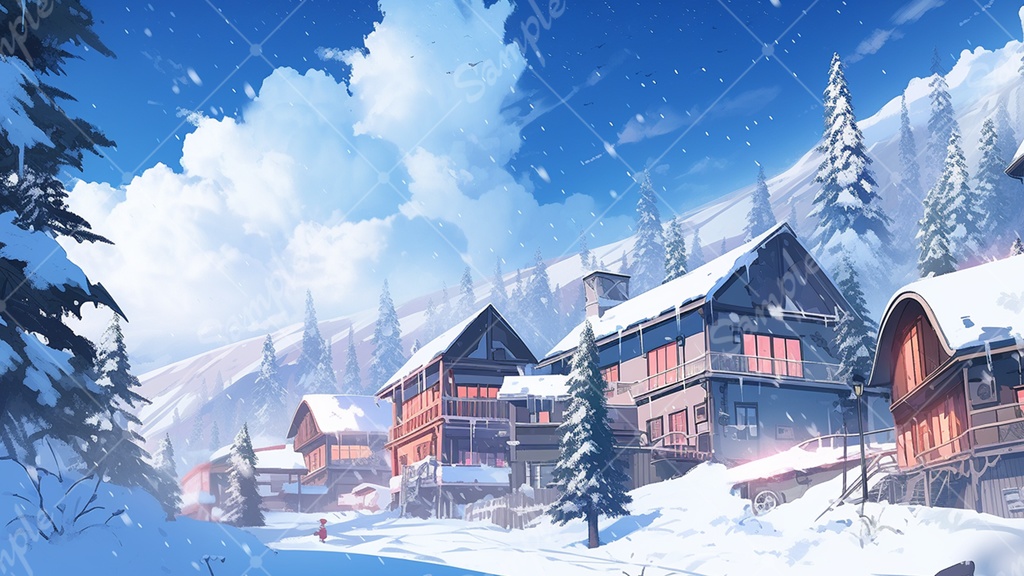 スキー場のイラスト背景素材 7枚セット