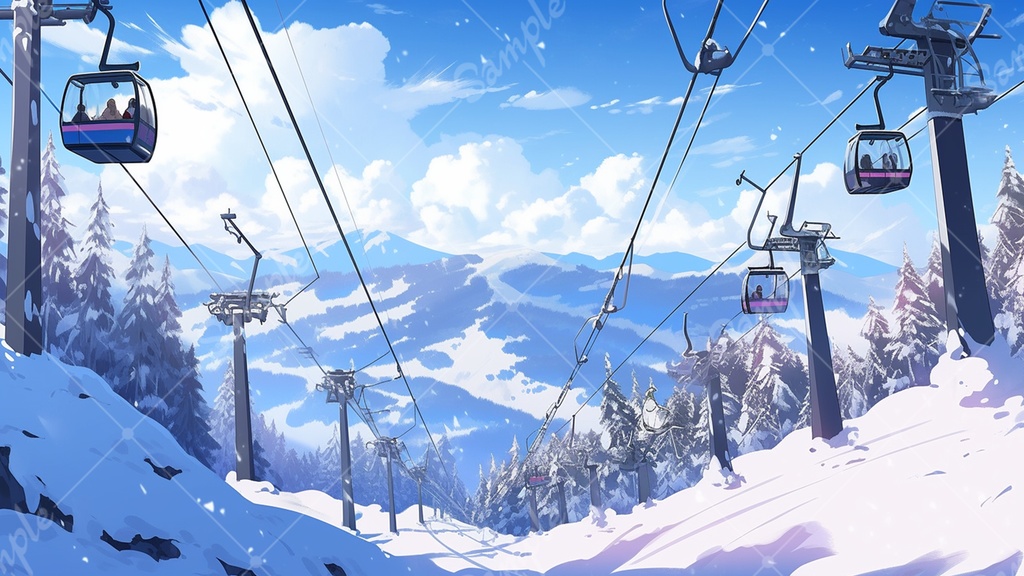 スキー場のイラスト背景素材 7枚セット