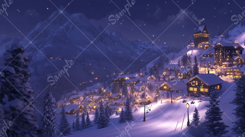 スキー場のイラスト背景素材 7枚セット