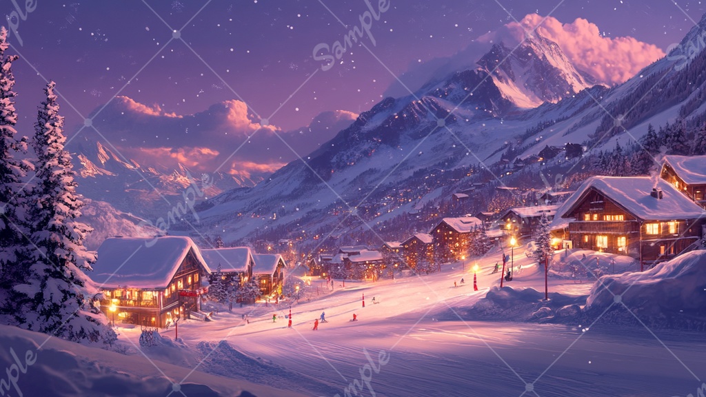 スキー場のイラスト背景素材 7枚セット