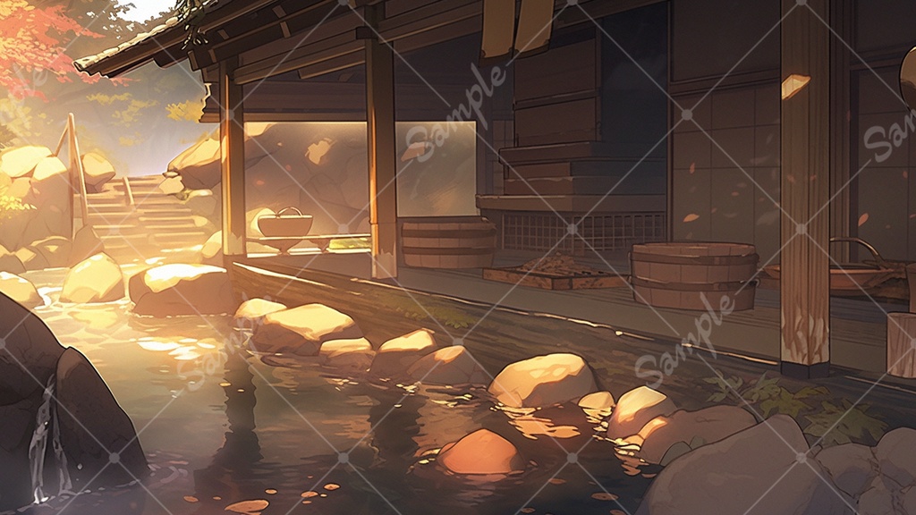 温泉の背景素材 7枚セット