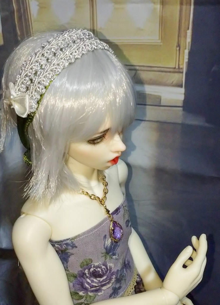 ドール用ヘッドドレス(緑リボン)