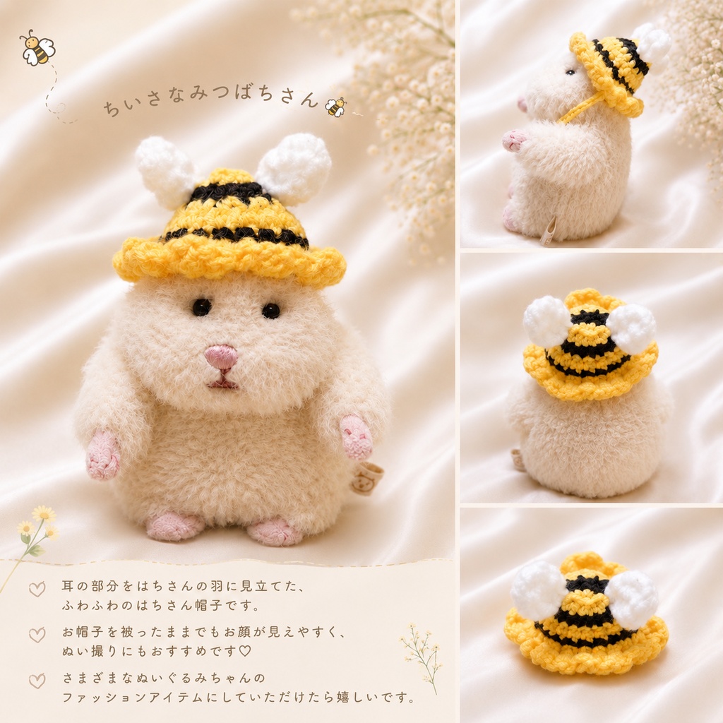ぶんぶん♪はちさんのお帽子 ぬい服 はむにぎり