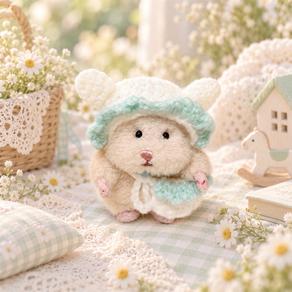 あかちゃんのおでかけセット ミントグリーンとホワイトのバイカラー はむにぎり