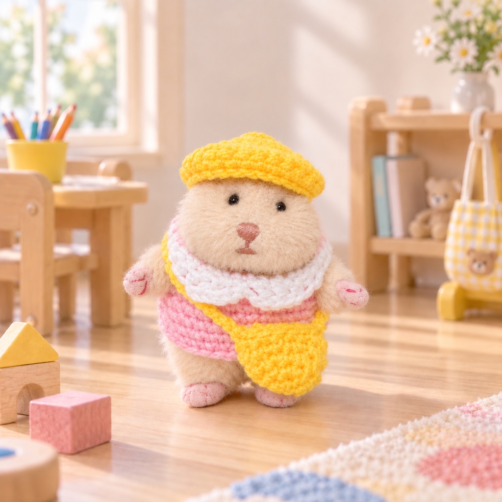 幼稚園のお着替えセット ピンク 3点 はむにぎり ぬい服