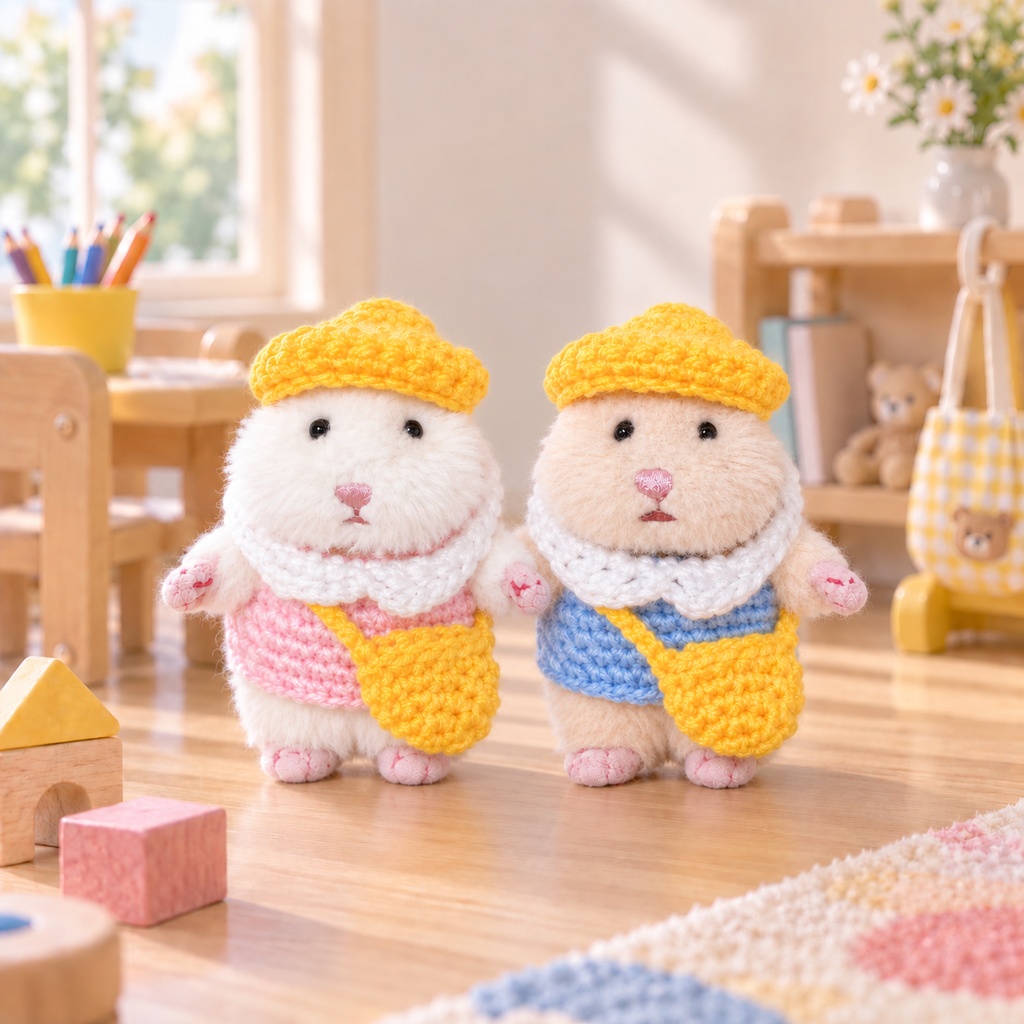 幼稚園のお着替え 2色セット ピンク ブルー はむにぎり ぬい服