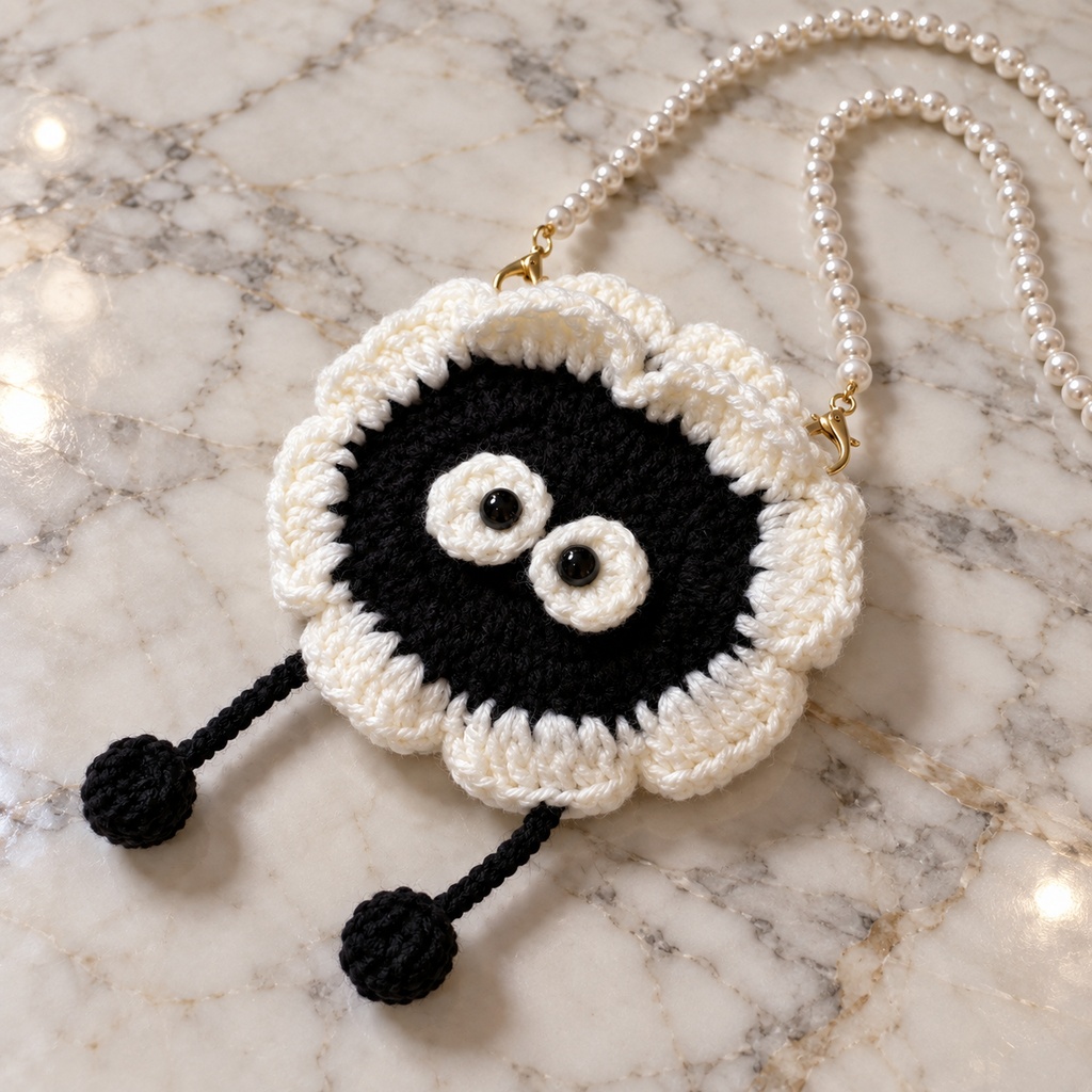 モンスターのショルダーポシェット パール ハンドメイド はむにぎり