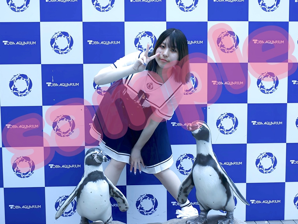 水族館デート風 ペンギン デコブロマイド