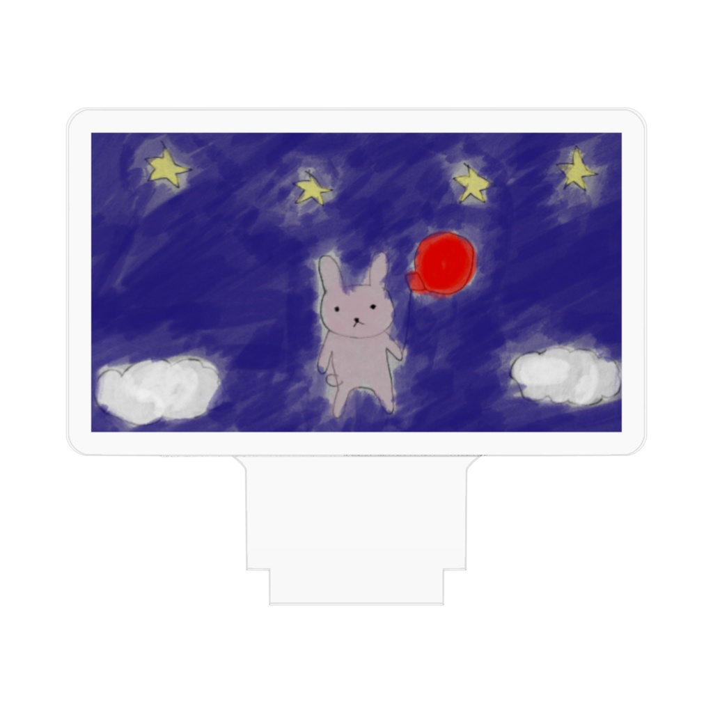 星空の下、夢を運ぶうさぎバルーン アクリルフィギュア