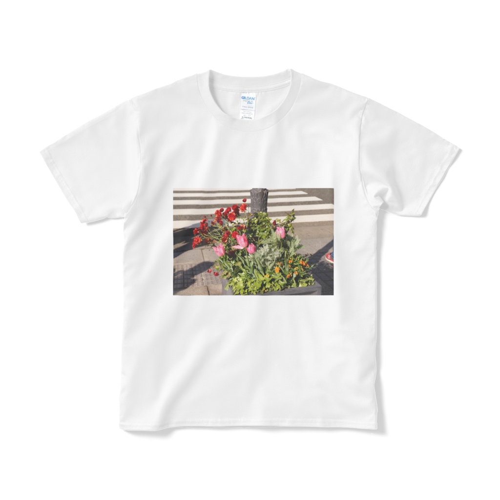 プリント花Tシャツ