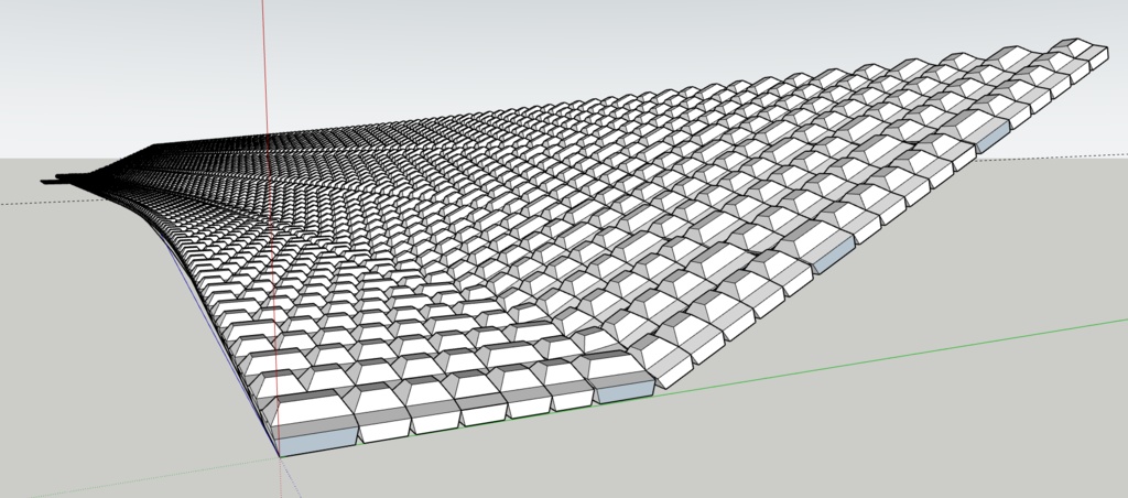 連節ブロック護岸(SketchUpモデル)|実寸再現・R300m