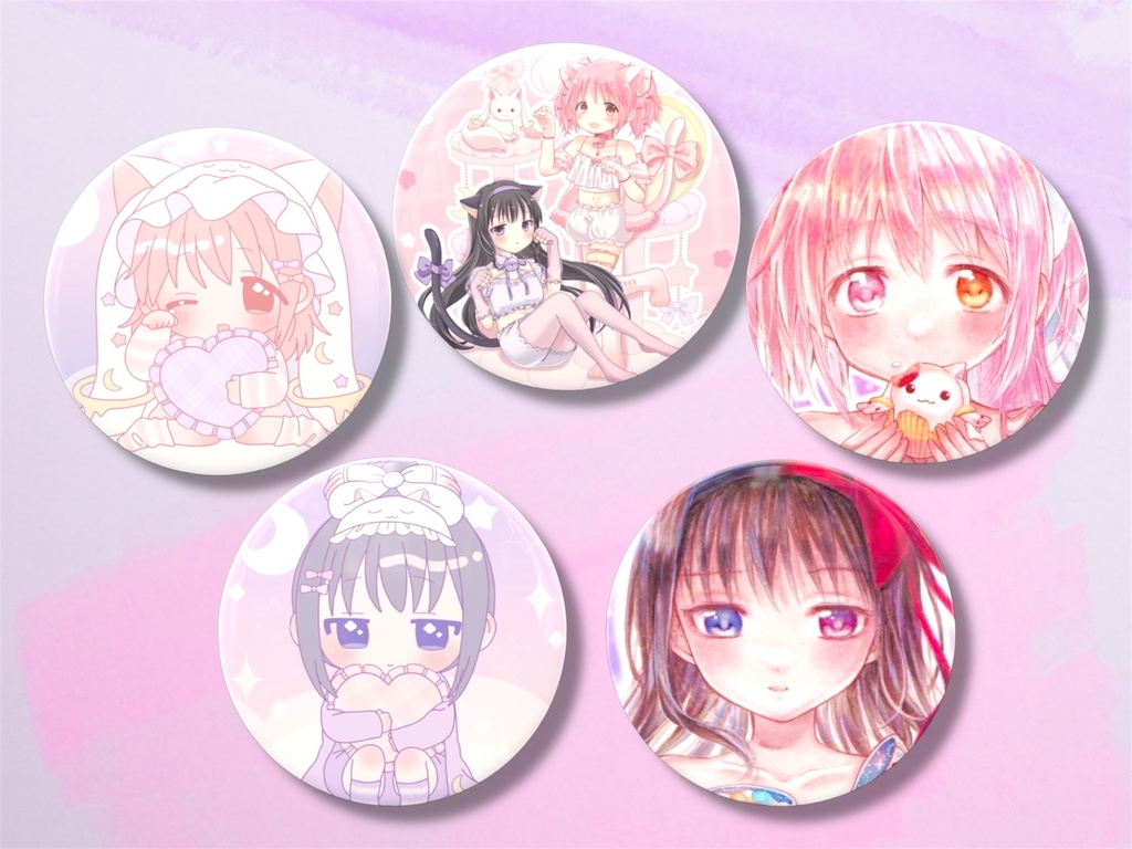 魔法少女まどか☆マギカ ブラインド ホログラム缶バッジ(全5種類ランダム)57mm