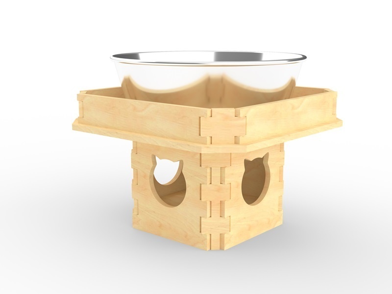 ねこ三方　レーザーカット用DXFデータ