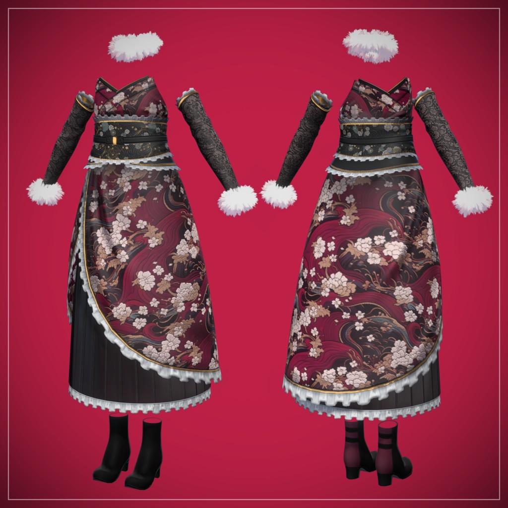和風ドレス「アルマンディン・オリエンタルドレス」【複数アバター対応】