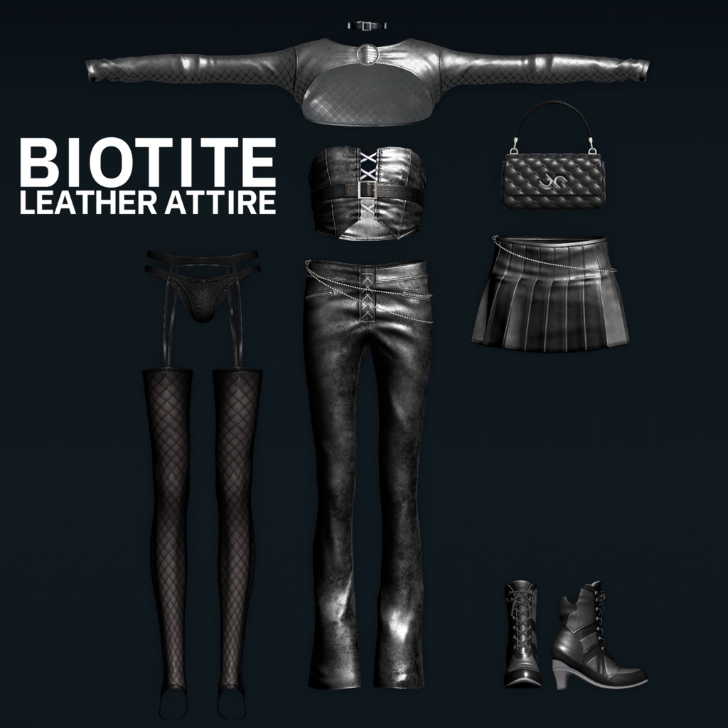 衣装3Dモデル「バイオタイト・レザーアタイア 」【複数アバター対応】