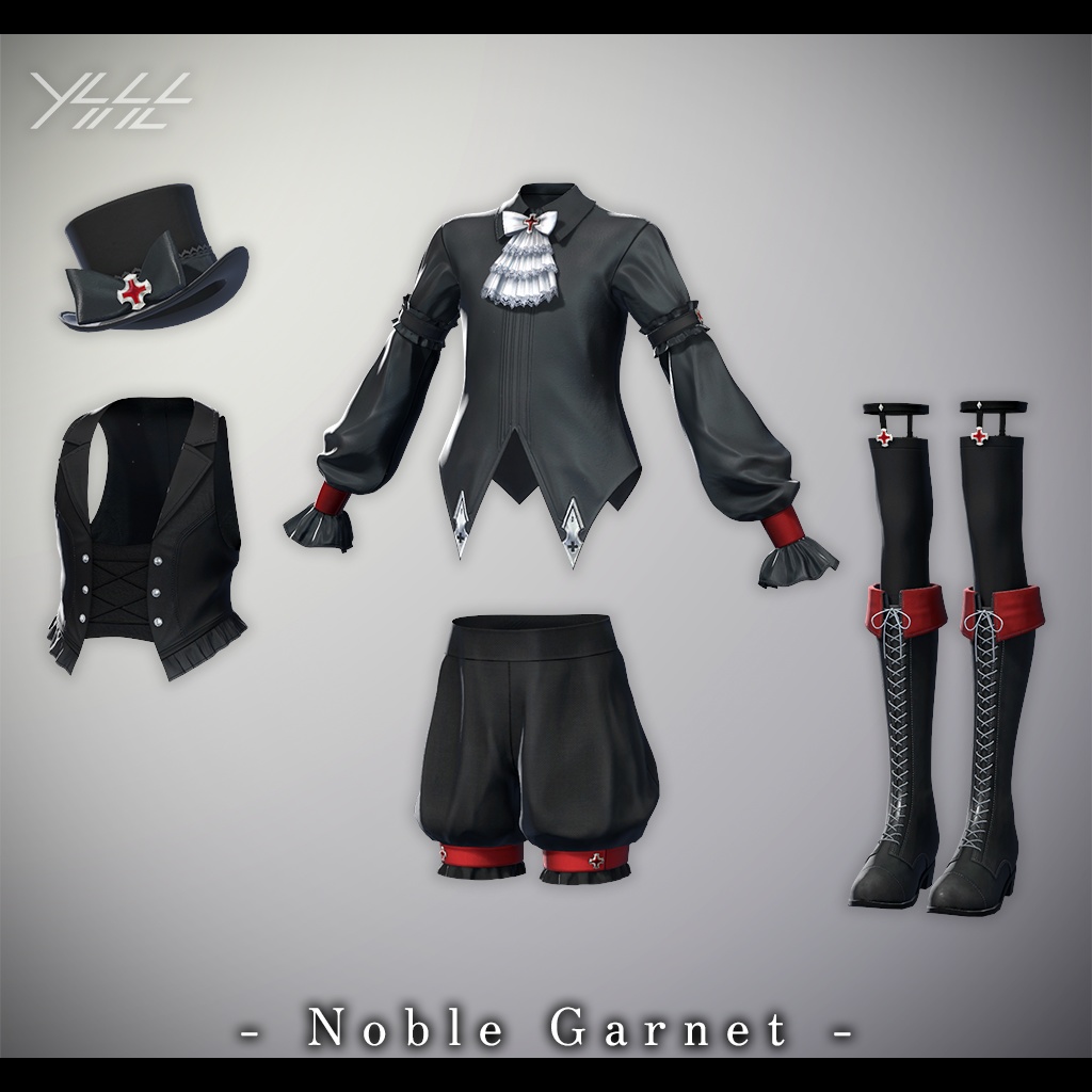 衣装3Dモデル「ノーブル・ガーネット」【複数アバター対応】