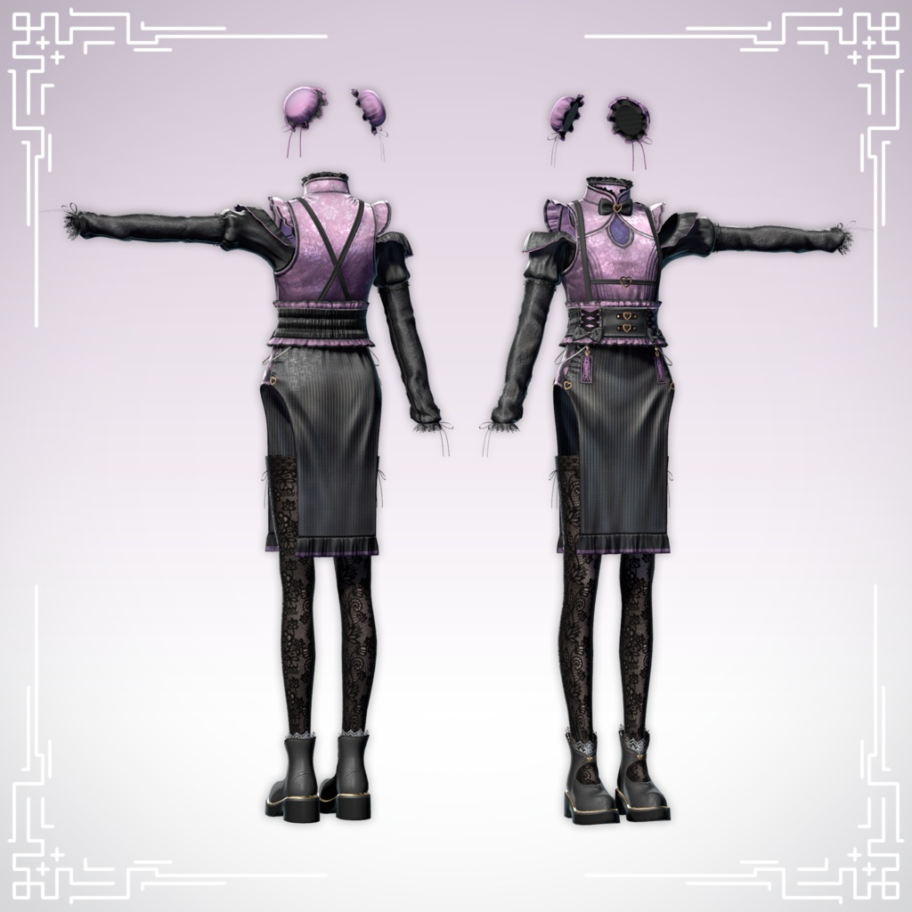 衣装3Dモデル「シノワズリ・アンチモナイト」【複数アバター対応】