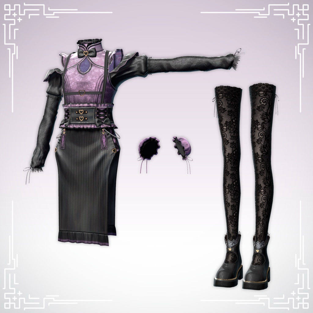 衣装3Dモデル「シノワズリ・アンチモナイト」【複数アバター対応】