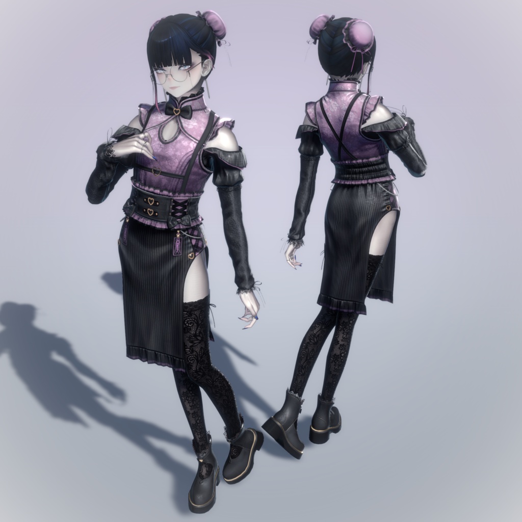 衣装3Dモデル「シノワズリ・アンチモナイト」【複数アバター対応】