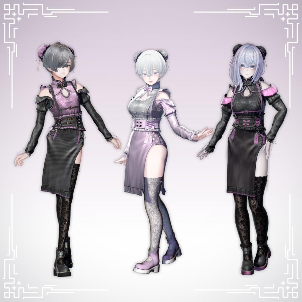 衣装3Dモデル「シノワズリ・アンチモナイト」【複数アバター対応】