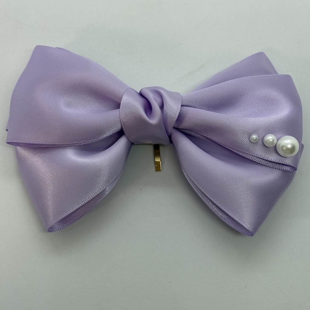 50mm幅両面サテンリボン使用 トリプルリボン ポニーフック 大ぶりリボン 大きめリボン シルバー ホワイト ブラック ピンク レッド ブルー イエロー ブラウン