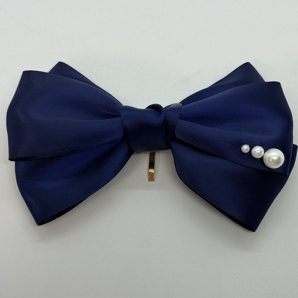 50mm幅両面サテンリボン使用 トリプルリボン ポニーフック 大ぶりリボン 大きめリボン シルバー ホワイト ブラック ピンク レッド ブルー イエロー ブラウン