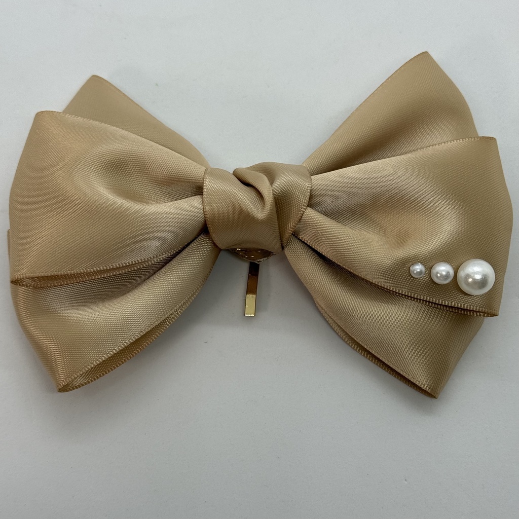 50mm幅両面サテンリボン使用 トリプルリボン ポニーフック 大ぶりリボン 大きめリボン シルバー ホワイト ブラック ピンク レッド ブルー イエロー ブラウン