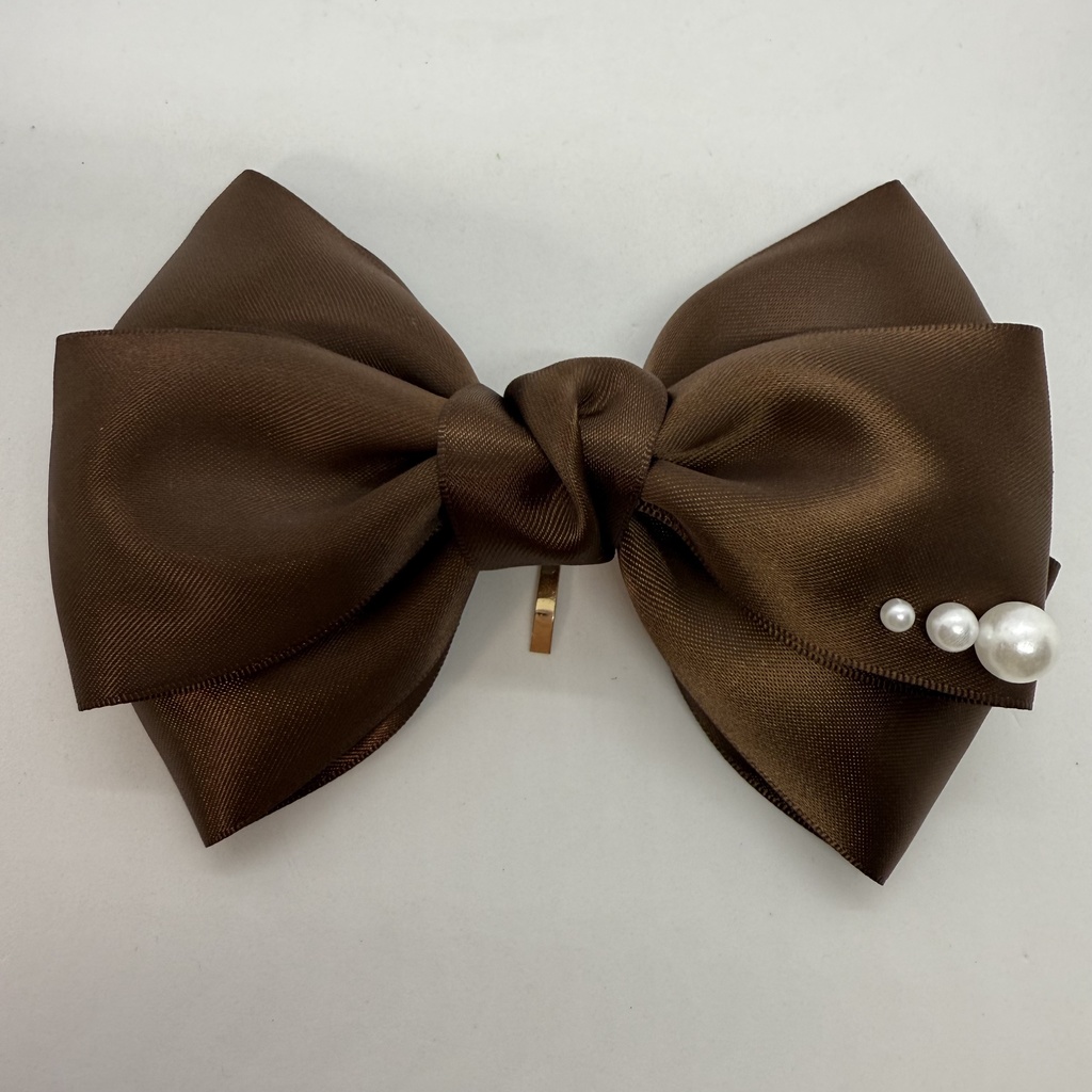 50mm幅両面サテンリボン使用 トリプルリボン ポニーフック 大ぶりリボン 大きめリボン シルバー ホワイト ブラック ピンク レッド ブルー イエロー ブラウン