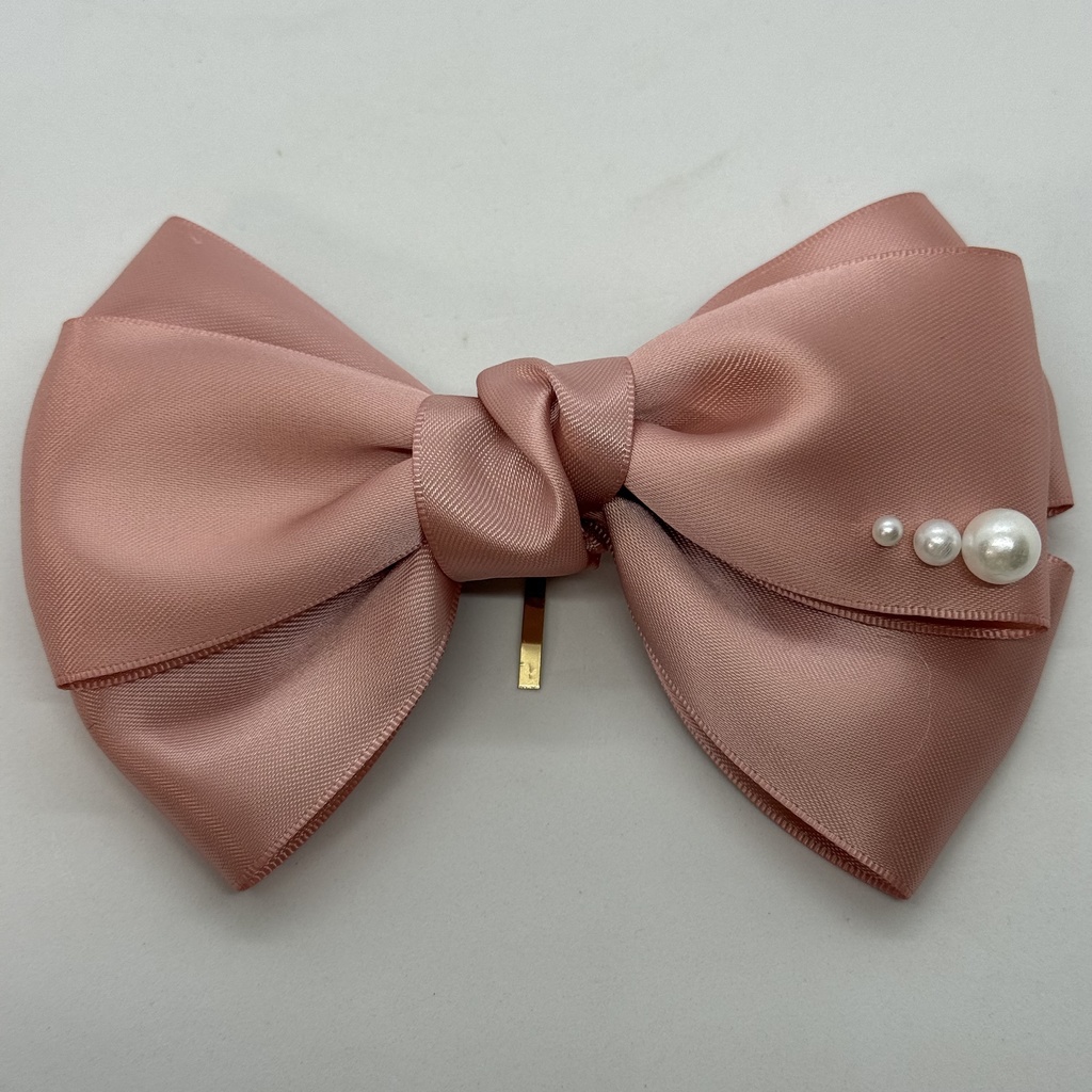 50mm幅両面サテンリボン使用 トリプルリボン ポニーフック 大ぶりリボン 大きめリボン シルバー ホワイト ブラック ピンク レッド ブルー イエロー ブラウン