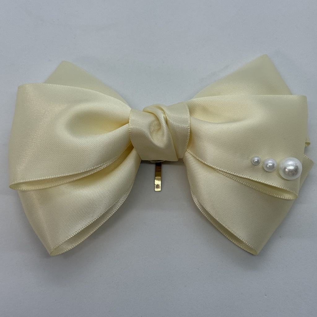 50mm幅両面サテンリボン使用 トリプルリボン ポニーフック 大ぶりリボン 大きめリボン シルバー ホワイト ブラック ピンク レッド ブルー イエロー ブラウン